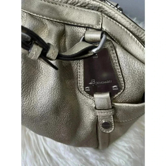 B Markowski Metallic Silver Color, leather Satchel Handbag, Designer Handbag - Picture 3 of 16